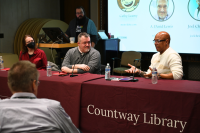 Joel Christian Gill speaking at the opening panel.