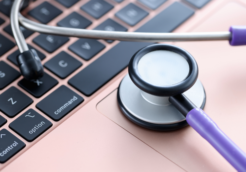 Stethoscope on a laptop