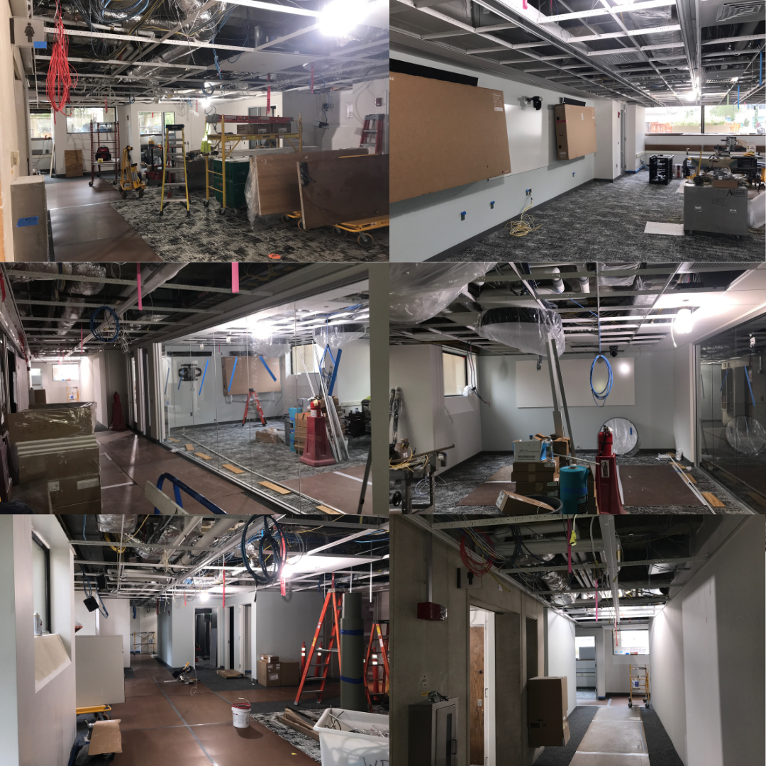 collage of spaces in L1 in various stages of completion