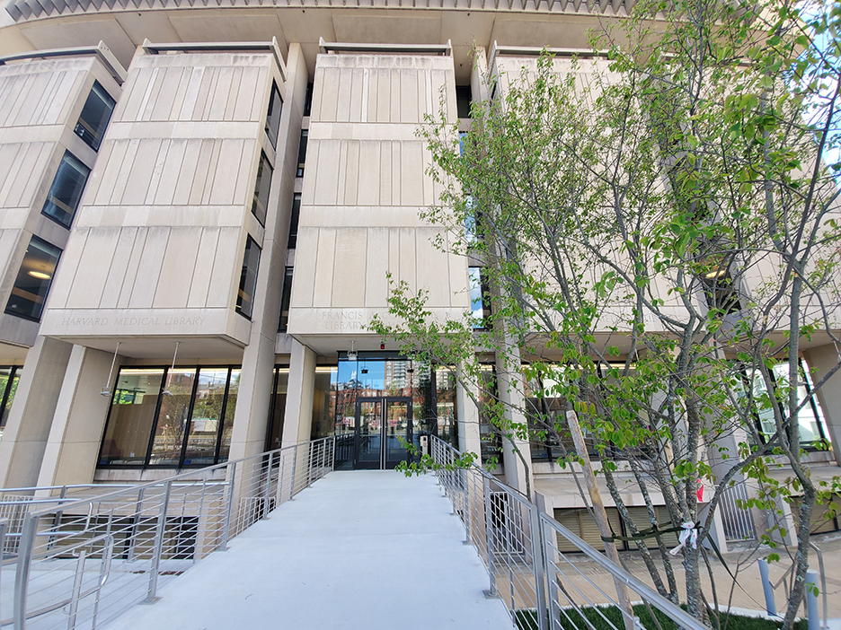 new ramp entrance into Countway Library